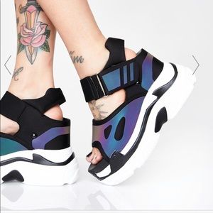 Anthony Wang Platform Wedge Sandals Blueberry